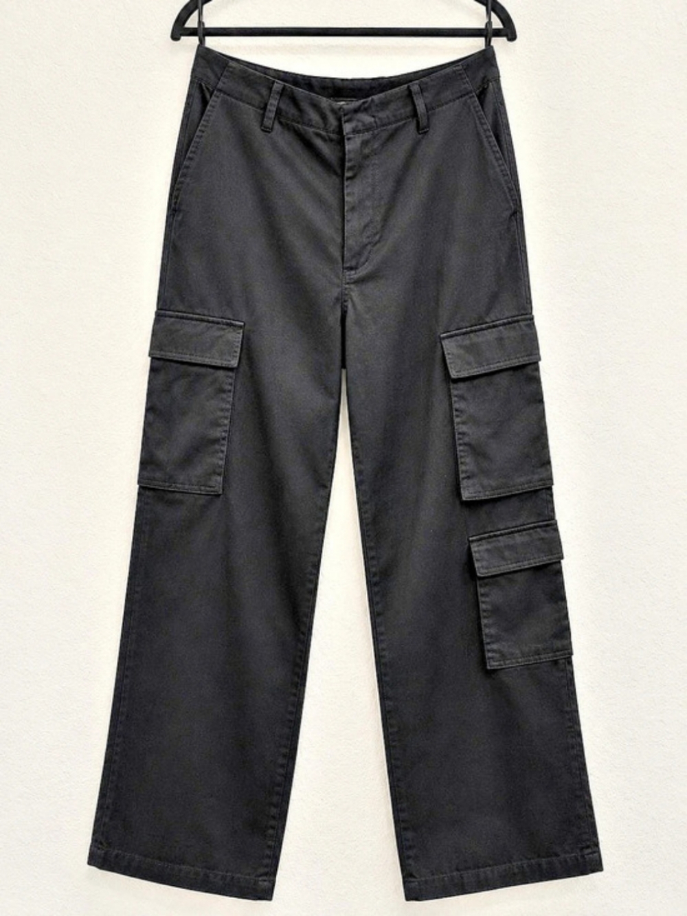 Zara Black Wide Leg Cargo Pants Size Medium